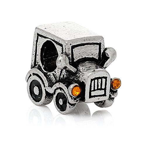 Car W/ Champaine  Crystals Bead Compatible for Most European Snake Chain Bracelet - Sexy Sparkles Fashion Jewelry - 1