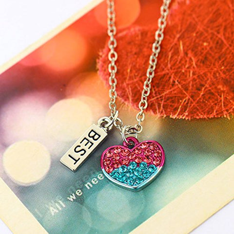 Sexy Sparkles 2 Pcs Set Best Friends  Silver Tone Pentagram Star Heart Pendant Necklace Friendship
