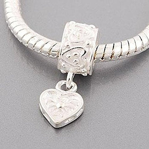 European Charm Dangle Beads Heart Silver Plated Spider Pattern Carved - Sexy Sparkles Fashion Jewelry - 3