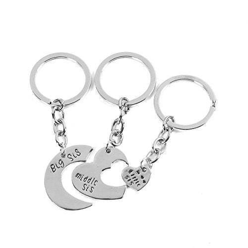 Sexy Sparkles Best Friends Keychain & Keyring Heart big middle little sister ( 3 PCs/Set)