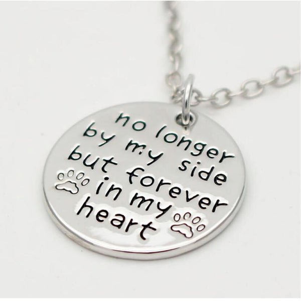 Sexy Sparkles inch no longer by my side but forever in my heartinch necklace Pet Lover Dog Paw Pendant Necklace