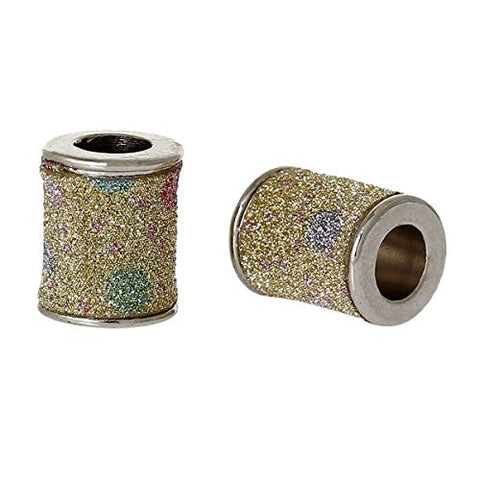 Lemon Yellow Glitter Colunm/Cylinder Charm Bead - Sexy Sparkles Fashion Jewelry - 2
