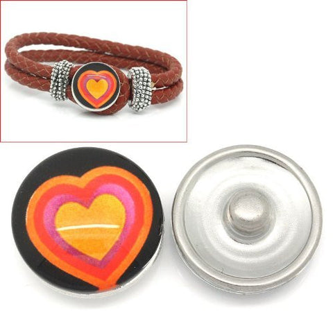 Heart Design Glass Chunk Charm Button Fits Chunk Bracelet 18mm for Noosa Style Chunk Leather Bracelet - Sexy Sparkles Fashion Jewelry - 4