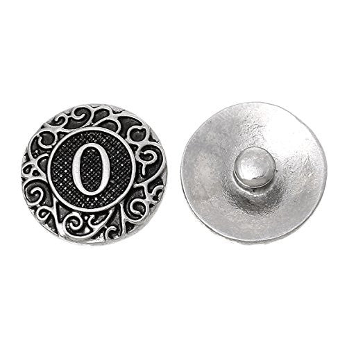 Alphabet Letter O Chunk Snap Button Pendant Fits Snaps Chunk Bracelet - Sexy Sparkles Fashion Jewelry - 1