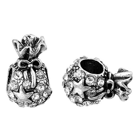 Christmas Gift Bag with Clear Crystals Charm Bead for European Snake Chain Charm Bracelet - Sexy Sparkles Fashion Jewelry - 3