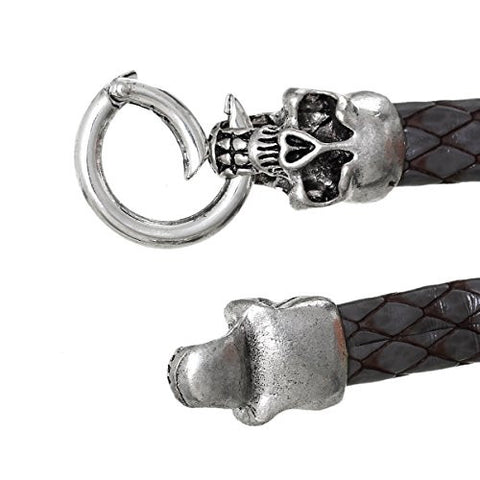 Dark Grey Snake Style Fashion Bracelet with Snake Clasp 22cm X1.5cm(8 5/8 X 5/8) - Sexy Sparkles Fashion Jewelry - 3