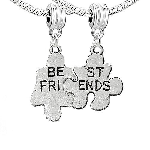 Puzzle Best Friends Carved Bead Compatible for Most European Snake Chain Bracelet