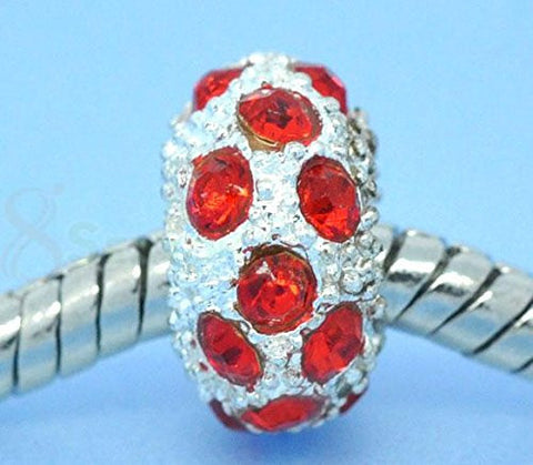 Red Rhinestone Birthstone Charm fits European Snake Chain Charm Bracelet - Sexy Sparkles Fashion Jewelry - 2
