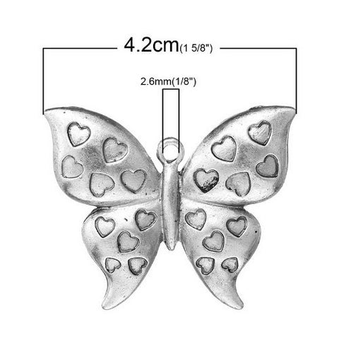 Butterfly w/ Heart Pattern Charm Pendant for Necklace - Sexy Sparkles Fashion Jewelry - 2