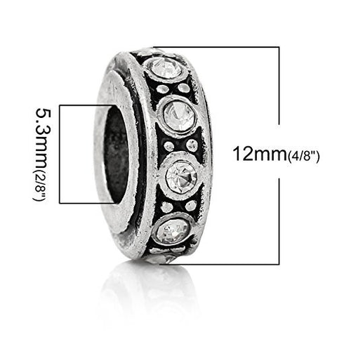 Mothers Day Jewelry Round Pattern With Clear Rhinestones for snake chain charm Bracelet - Sexy Sparkles Fashion Jewelry - 3