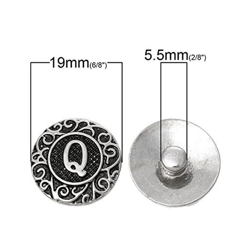 Alphabet Letter Q Chunk Snap Button or Pendant Fits Snaps Chunk Bracelet - Sexy Sparkles Fashion Jewelry - 3