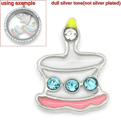 Birthday Cake Floating Charm For Glass Living Memory Lockets - Sexy Sparkles Fashion Jewelry - 2
