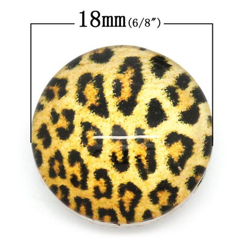 Leopard Print Design Glass Chunk Charm Button Fits Chunk Bracelet - Sexy Sparkles Fashion Jewelry - 2