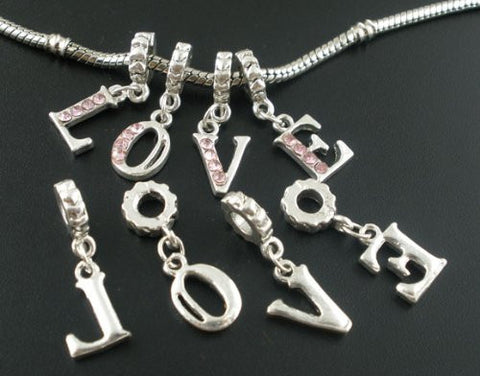 Four L O V E Letters Charm Beads for Snake Chain Charm Bracelet - Sexy Sparkles Fashion Jewelry - 4