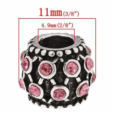 Pink Rhinestone Charm Bead For Snake Chain Bracelet - Sexy Sparkles Fashion Jewelry - 2