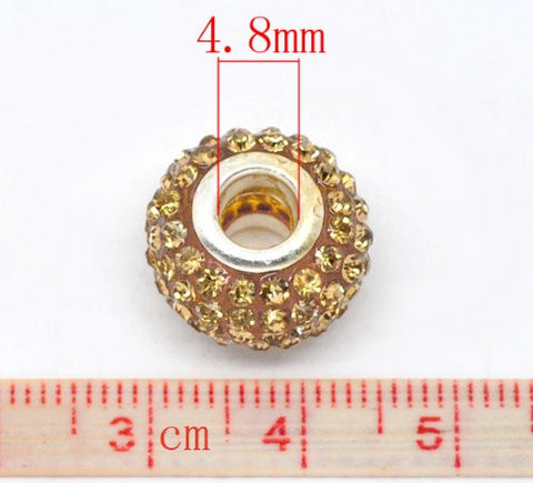 Champagne  Rhinestone Charm Spacer Beads For Snake Chain Charm Bracelet - Sexy Sparkles Fashion Jewelry - 3