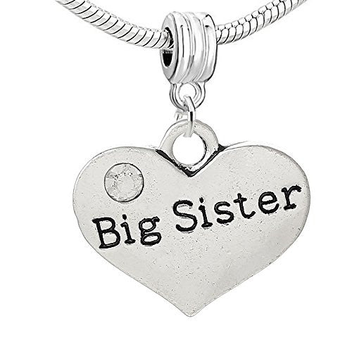Big Sister Heart Charm Bead for Most European Snake Chain Bracelet - Sexy Sparkles Fashion Jewelry