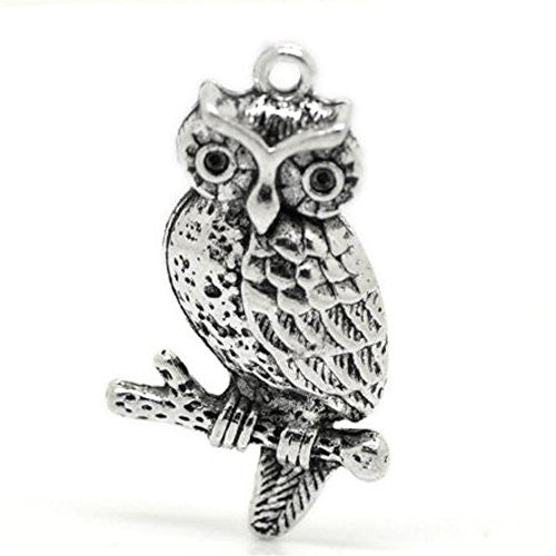 Silver Tone Owl Bracelet Necklace Charm Pendant - Sexy Sparkles Fashion Jewelry - 1