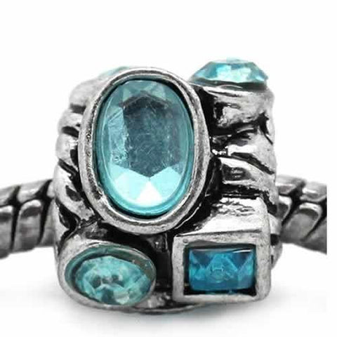Charm with Round and Oval Rhinestones Charm Bead For Snake Chain Bracelet (Light Blue) - Sexy Sparkles Fashion Jewelry - 4