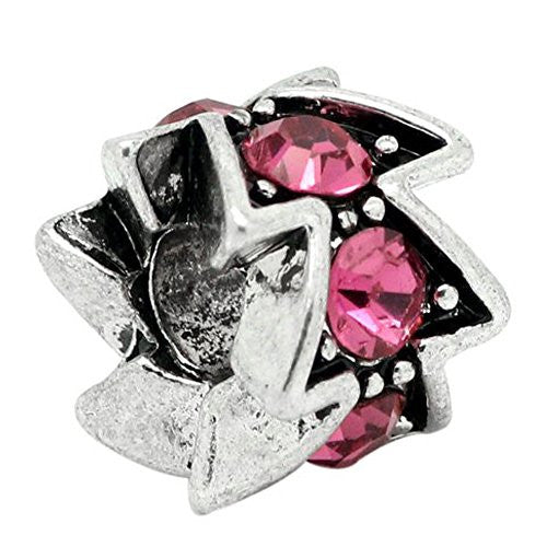 Hot Pink  Rhinestone Spacer Bead European Bead Compatible for Most European Snake Chain Charm Bracelet - Sexy Sparkles Fashion Jewelry - 1