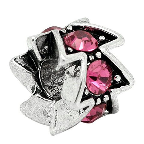 Hot Pink  Rhinestone Spacer Bead European Bead Compatible for Most European Snake Chain Charm Bracelet - Sexy Sparkles Fashion Jewelry - 1