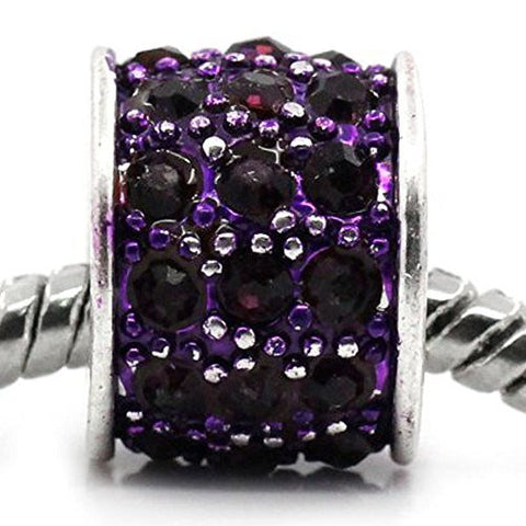 Purple Sparkly Charm w/ Rhinestones for Snake Chain Charm Bracelets - Sexy Sparkles Fashion Jewelry - 1