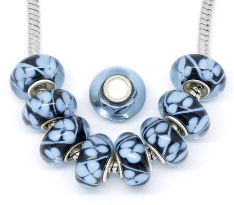 Two (2) Glass Murano Bead Spacer For Snake Chain Charm Bracelet - Sexy Sparkles Fashion Jewelry - 2