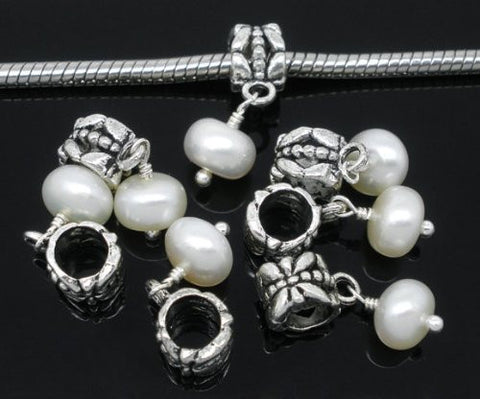 Created Imitation Pearl Dangle Charm European Bead Compatible for Most European Snake Chain Bracelet - Sexy Sparkles Fashion Jewelry - 3