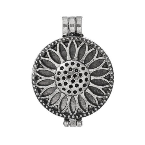 Charm Locket Frame Pendant Round Silver Tone Design - Sexy Sparkles Fashion Jewelry - 1