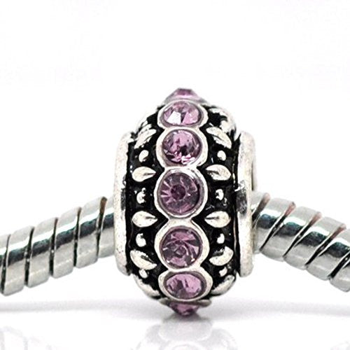 Amethyst Rhinestone  Charm Spacer Beads for Snake Chain Bracelets