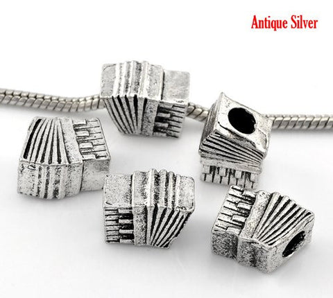 Music Instrument Accordion Charm Spacer European Bead Compatible for Most European Snake Chain Bracelet - Sexy Sparkles Fashion Jewelry - 2