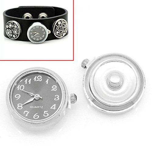 Grey Watch Face Chunk Click Buttons Snap for Chunk Bracelet 25x21mm,knob:5.5mm
