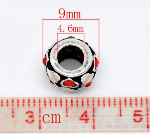 Red  Rhinestone Heart Charm European Bead Compatible for Most European Snake Chain Bracelet - Sexy Sparkles Fashion Jewelry - 4