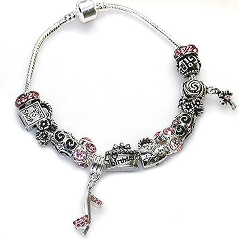 Happy Birthday Snake Chain Charm Bracelet European Style (7.0") - Sexy Sparkles Fashion Jewelry - 1