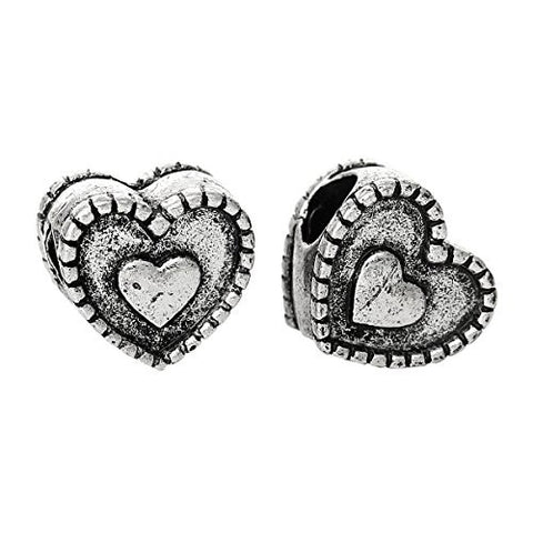 Carved Heart Charm Compatible with European Snake Chain Charm Bracelet - Sexy Sparkles Fashion Jewelry - 2
