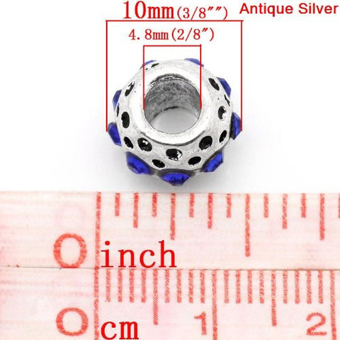 Royal Blue Rhinestone  Birthstone Charm European Bead Compatible for Most European Snake Chain Bracelets - Sexy Sparkles Fashion Jewelry - 3