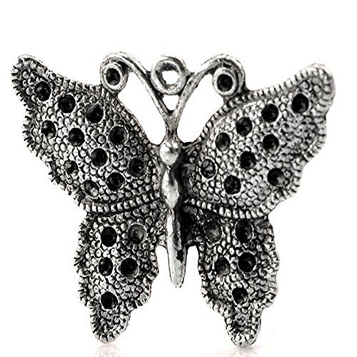 Silver Tone Butterfly Charm Pendant for Necklace - Sexy Sparkles Fashion Jewelry - 1