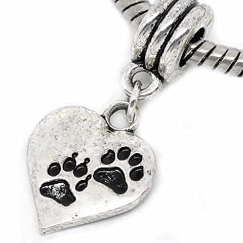 Bear Paw Heart European Bead Compatible for Most European Snake Chain Bracelet - Sexy Sparkles Fashion Jewelry - 1