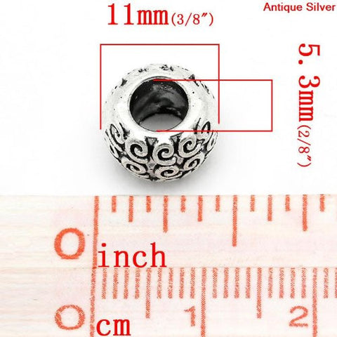 Swirl Pattern Carved on European Bead Compatible for Most European Snake Chain Charm Bracelet - Sexy Sparkles Fashion Jewelry - 3