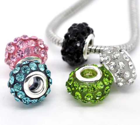 Beautiful Rhinestone Spacer Bead with Clear Crystals Pave European Charm Bead - Sexy Sparkles Fashion Jewelry - 2