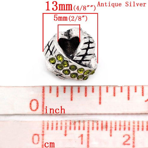 X Design W/august Peridot Light Green Birthstone  Crystals European Bead Compatible for Most European Snake Chain Charm Bracelet - Sexy Sparkles Fashion Jewelry - 4