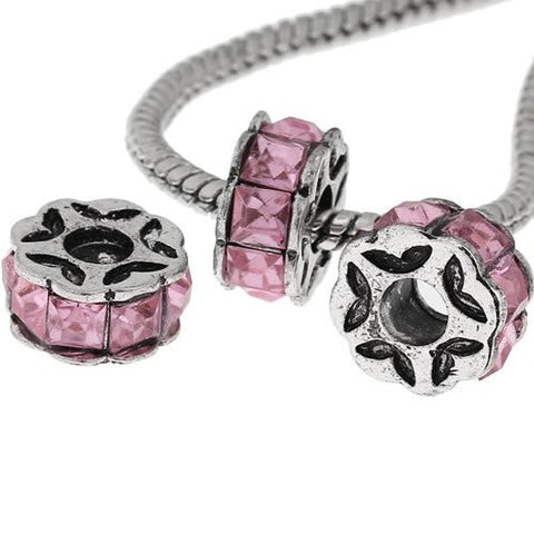 Pink Flower Design Charm Beads for Snake Charm Charm Bracelet - Sexy Sparkles Fashion Jewelry - 3