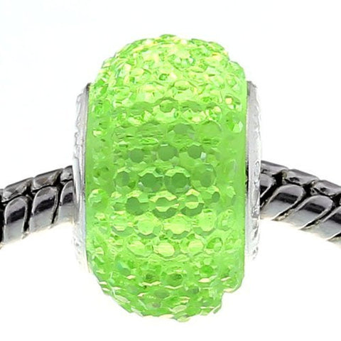 Green Glitter Charm fits European Snake Chain Charm Bracelets - Sexy Sparkles Fashion Jewelry - 4