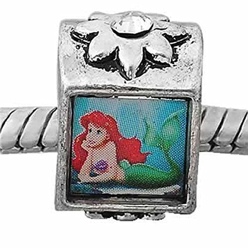 Little Mermaid Charm Bead Spacer with  Crystal Stone For Snake Chain Charm Bracelet - Sexy Sparkles Fashion Jewelry - 1