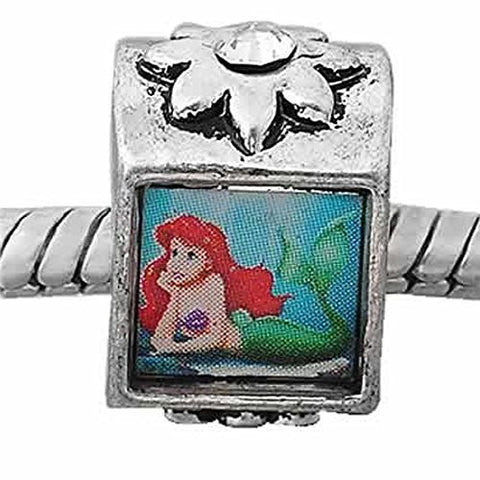 Little Mermaid Charm Bead Spacer with  Crystal Stone For Snake Chain Charm Bracelet - Sexy Sparkles Fashion Jewelry - 1