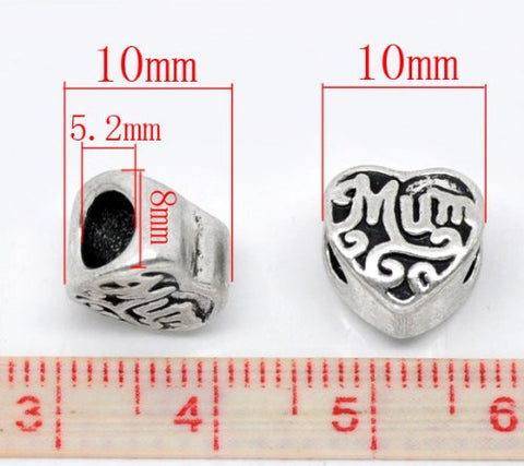 Mum Heart Charm European Bead Compatible for Most European Snake Chain Braceletss - Sexy Sparkles Fashion Jewelry - 2