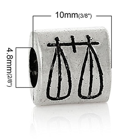 Carved Libra Symbol Rectangle Charm Bead Spacer For European Snake Chain Bracelet - Sexy Sparkles Fashion Jewelry - 2