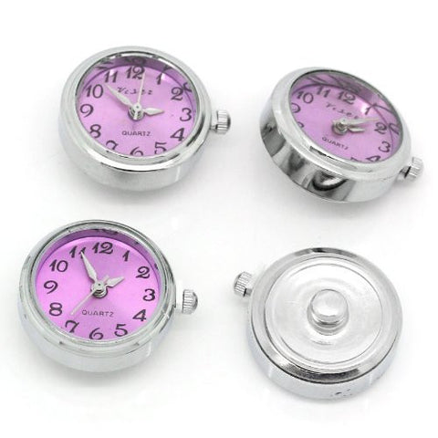 Fushia Watch Face Chunk Click Buttons Snap for Chunk Bracelet 25x21mm,knob:5.5mm - Sexy Sparkles Fashion Jewelry - 3