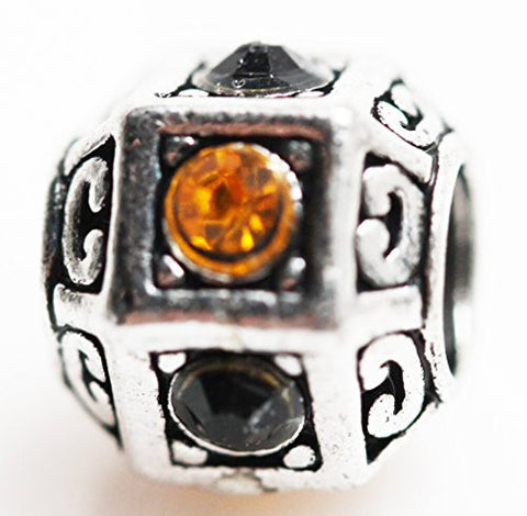 Hexagon Yellow Gold / Black  Crystals European Bead Compatible for Most European Snake Chain Bracelet - Sexy Sparkles Fashion Jewelry - 2