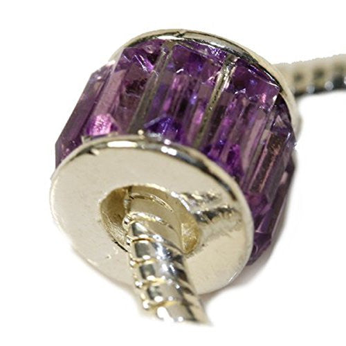 Rectangle Glass Charm Bead For Snake Chain Bracelets (Amethyst)